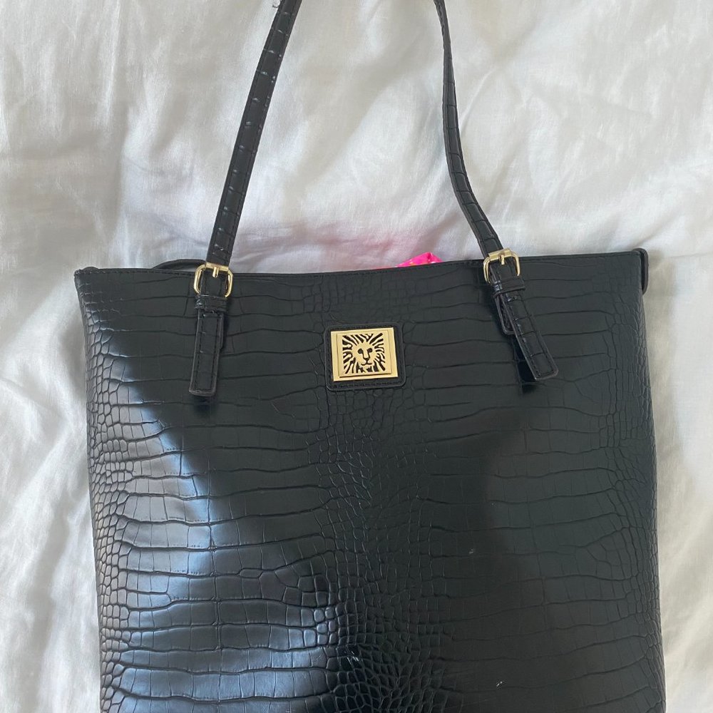 Anne Klein Large Perfect Tote - Black Croco